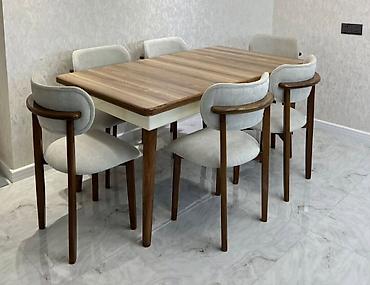 iyde agaci: Mətbəx üçün, Yeni, Açılmayan, Dördbucaq masa, 6 stul — 1