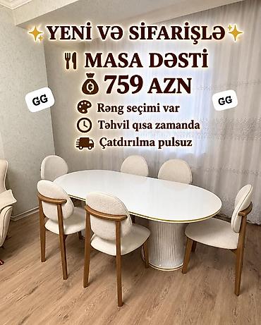 oturacagi: Masa dəsti – yeni və sifarişlə Qiymət: 759 AZN Təsvir: - Zərif — 2