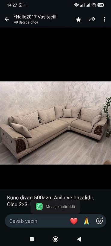 Kunc divan 500azn. Acilir ve bazalidir. Olcu 2×3. Unvan Xirdalan. *N17