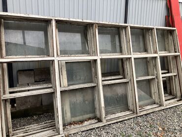 карамельное стекло: Деревянное окно, Комбинированное, цвет - Белый, Б/у, 164 *350, Самовывоз
