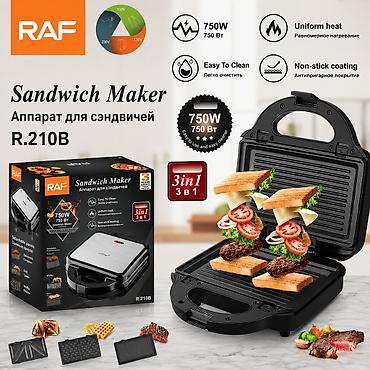 raf toster: №: 14214 Məhsulun adı: Sendviç cihazı RAF R.210B 750W Black Brend: RAF — 1