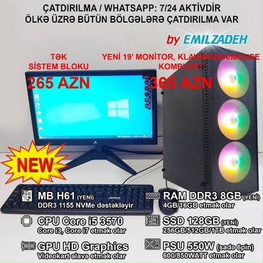 Masaüstü kompüterlər və iş stansiyaları: Masaüstü Kompüter "Mini ATX 340-14 DDR3 1155 H61/Core i5 3570/8GB