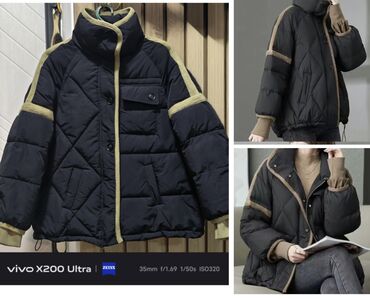 Пуховики и зимние куртки: Трендовый утеплённый зимний пуховик с акцентной отделкой — тепло — 1