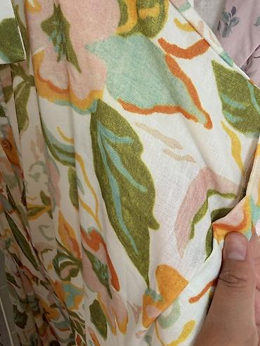 zara mango: Повседневное платье, Лето, Длинная модель, Лен, Трапеция, S, M, L — 3