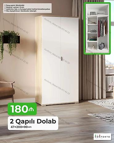 Dolablar: 2 qapılı geyim dolabı - Ölçü: 47×200×90 sm - Material: 18 mm laminat — 1