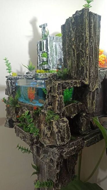 Akvariumi: Dekorativna fontana–akvarijum na postolju, unikatni ručni rad u stilu — 6