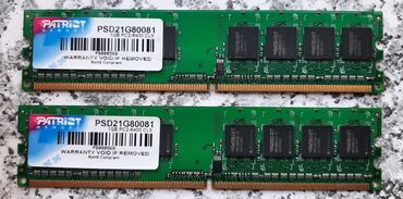 komputer hisseleri: Operativ yaddaş (RAM) Patriot Memory, 1 GB, < 1333 Mhz, DDR2, PC üçün, İşlənmiş
