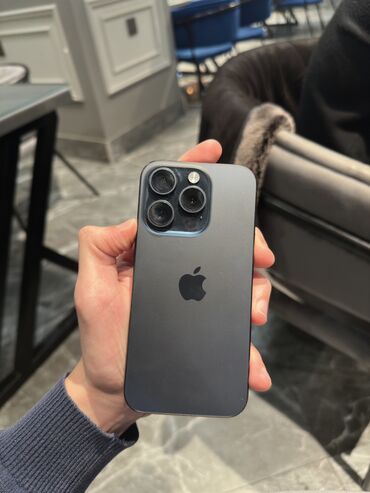 Apple iPhone: IPhone 15 Pro, 256 GB, Blue Titanium, Simsiz şarj, Face ID, Sənədlərlə