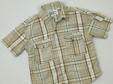 Koszula 9-12 m, wzrost - 80 cm., stan - Dobry, wzór - Kratka, kolor - Beżowy