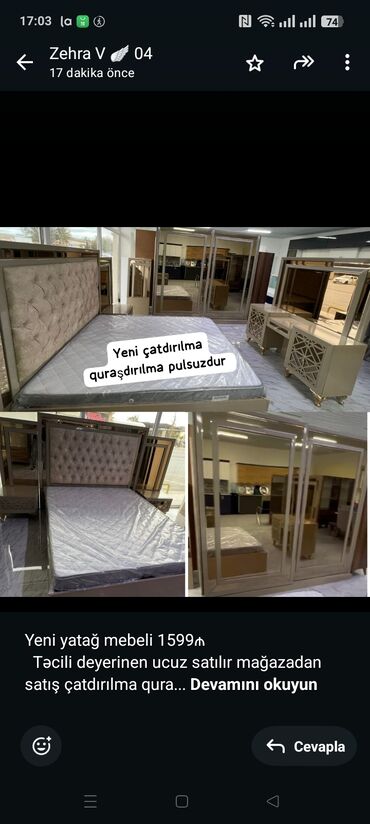 Mətbəx mebeli: Yeni yatağ mebeli 1599₼ Təcili deyerinen ucuz satılır mağazadan