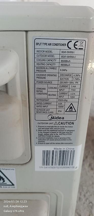 midea kondisioner: Midea Forest split tip kondisioner (30kv/m) - Freon doldurulmalıdır — 3