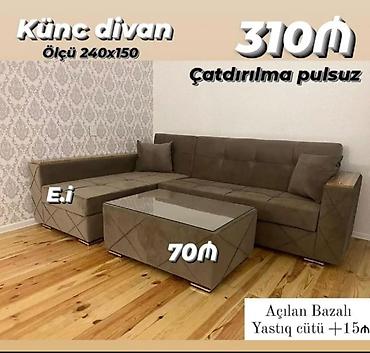 Divan və masa dəstləri: Künc divan dəsti isdenilen rəng hazirlanir - Model: Künc divan - — 1