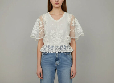 przezroczyste tkanina bawełniane na bluzki: Women's blouse, size S