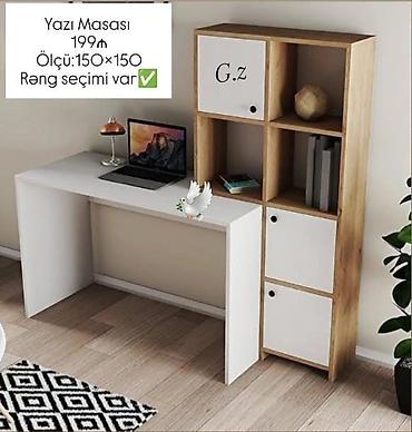 kitab stol: Yazı masası və rəf sistemi - Ölçü: 150 × 150 - Rəng seçimi var Masa — 1