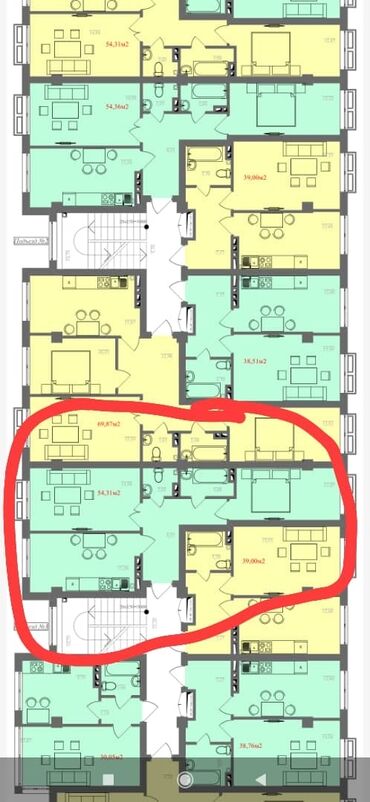 Продажа квартир: 2 комнаты, 54 м², Элитка, 5 этаж, ПСО (под самоотделку)