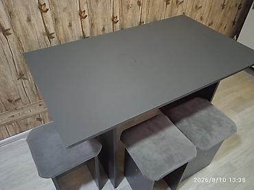 silver kitchen: Кухонный стол и стул, Б/у, цвет - Серый — 2