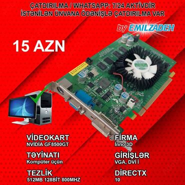 Videokartlar: Videokart NVidia GeForce 210, < 4 GB, İşlənmiş
