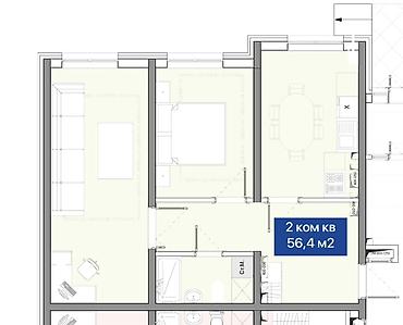 2 6: 2‑комнатная квартира, 56,4 м² Планировка: - кухня‑гостиная с — 4
