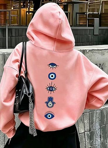 bas: Unisex kapüşonlu sweatşört – “Nazar” printli - Arxa hissədə mavi — 3