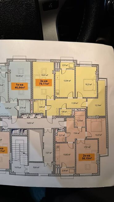 6 микрорайоне: 3 комнаты, 80 м², Элитка, 14 этаж, ПСО (под самоотделку)