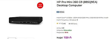 Yeni HP pro mini 260 G9 intel core i5 1335u.tam gostericiler shekilde