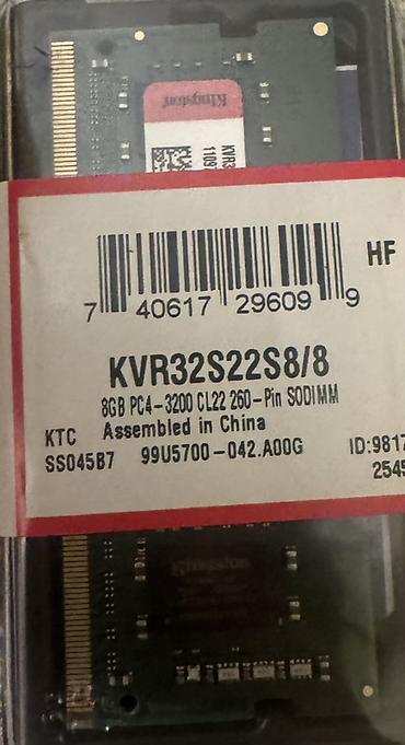 ana plata ddr3 msi: Kingston ValueRAM KVR32S22S8/8 noutbuk yaddaşı - Tutum: 8 GB - Nəsil — 1