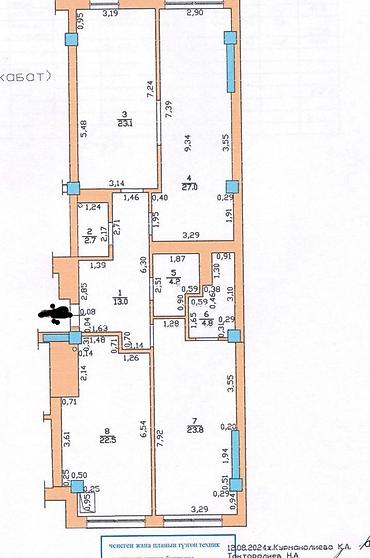 2 8: 3 комнаты, 121 м², Асанбай мкр Элитка, 6 этаж, ПСО (под самоотделку) — 3