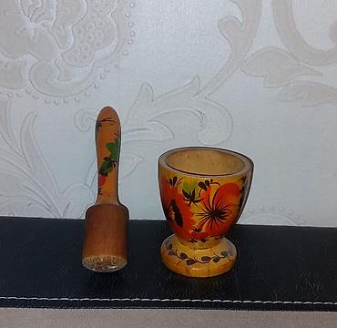 desler: Taxta dibək və həvəng dəsti - Material: təbii ağac - Komplekt: dibək — 3
