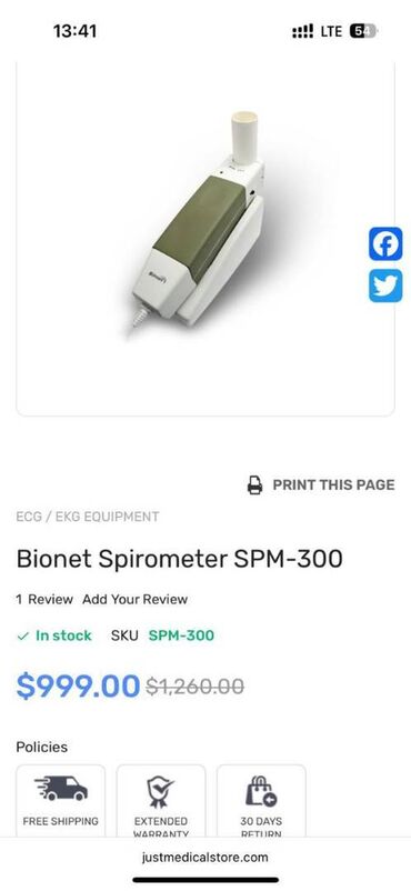 Bintlər, sarğılar: Bionet firmasina aid Spirometr SPM 300 ve Bionet Cardio ECG SPM 300