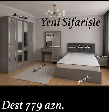stulla: Yataq otağı dəsti – “İnci Mebel” - Rəng: boz-qızıl tonlarda modern — 1