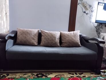 тройка мягкая мебель: Диван-кровать, цвет - Серый, Б/у