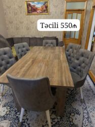 Qonaq otağı üçün, İşlənmiş, Açılan, Dördbucaq masa, 6 stul