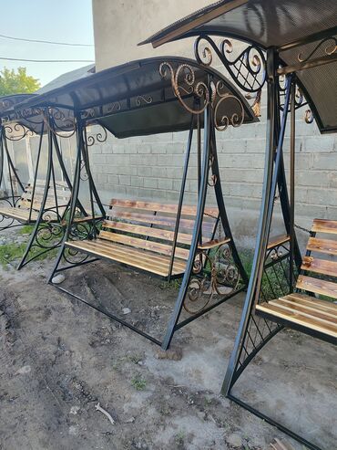 Садовые качели: Садовые качели Металл, Со спинкой, С крышей — 10