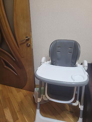uşaq mətbəx: Uşaq yemək stulu - Rəng: boz-ağ - Geniş oturacaq və yumşaq dəriyə — 4