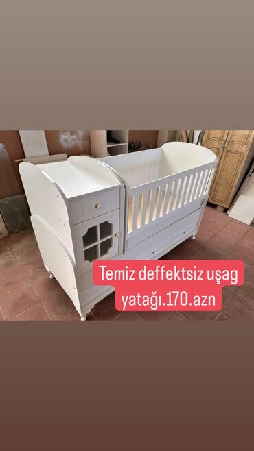 transformer yataq mebeli: Oğlan və qız üçün, İşlənmiş, Dördbucaq, Beşik, Matras ilə, Yellənmə mexanizmsiz