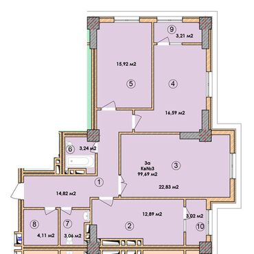 квартиры в районе восток 5: 3 комнаты, 100 м², Элитка, 7 этаж, ПСО (под самоотделку)