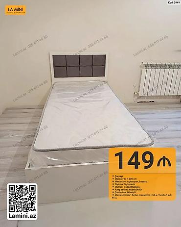 matras olculeri: La Mini tək nəfərlik çarpayı və matras dəsti - Ölçü: 90 × 200 sm - — 1