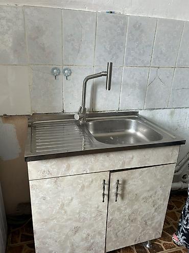 бу раковина с тумбой: Кухонный модуль с мойкой и смесителем - Тумба под мойку с двумя — 3
