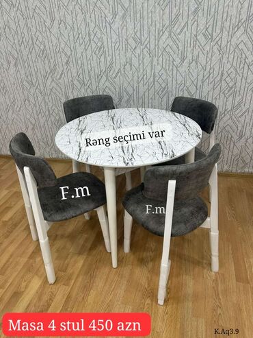 Dolablar: Mətbəx üçün, Yeni, Açılmayan, Yumru masa, 4 stul