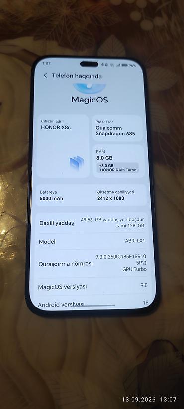 Honor X8c, 128 GB, rəng - Qara, Barmaq izi lalafo.az -da Honor X8c, 128 GB, rəng - Qara, Barmaq izi