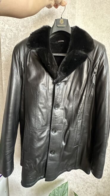 плащ дождевик мужской: Мужская кожаная дублёнка ERKAN LEATHER Турция. - Цвет: черный -