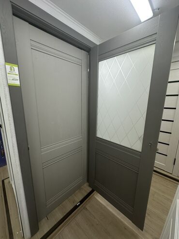 стекло в межкомнатную дверь: Ички эшик айнек менен, Эки капкалуу, түсү - Боз