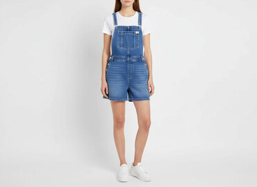 spodnie damskie ogrodniczki jeans: PULL&BEAR, Ogrodniczki damskie, rozmiar L