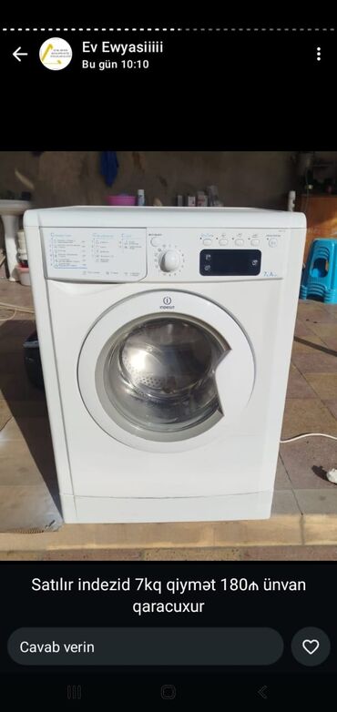 İnformatika: Paltaryuyan maşın Indesit, 7 kq, İşlənmiş, Avtomat, Qurutma var, Kredit yoxdur, Ünvandan götürmə