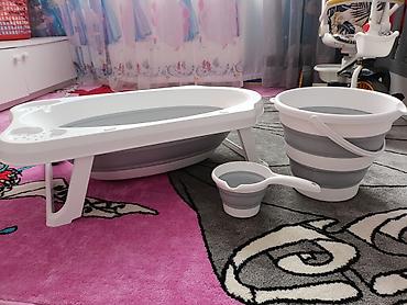 hello kitty oyuncaq: Uşaq üçün qatlanan hamam dəsti təqdim olunur. Dəstə 3 hissə daxildir — 4