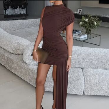 коктейльные платья в пол: Вечернее платье, Короткая модель, Без рукавов, S