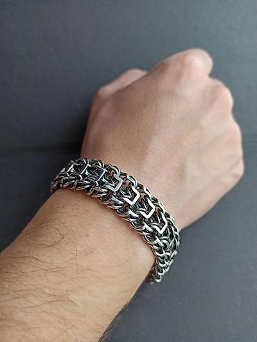 Серебряные цепочки: Серебряная цепь Бисмарк 180 гр 58 см Серебро 925 проба Ручная работа — 11