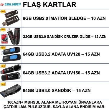 fleş: Flash kart ADATA, 8 GB, USB, Yeni