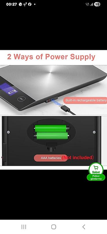 sensor qələm: Mətbəx elektron tərəzisi – paslanmayan polad platforma, böyük LED — 1