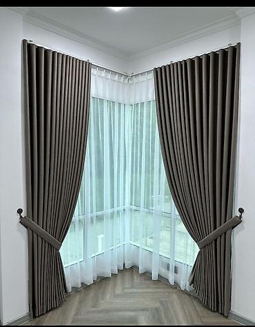 Pərdə və tüllər: Yeni, Pərdə, rəng - Bej, Ödənişli çatdırılma — 1